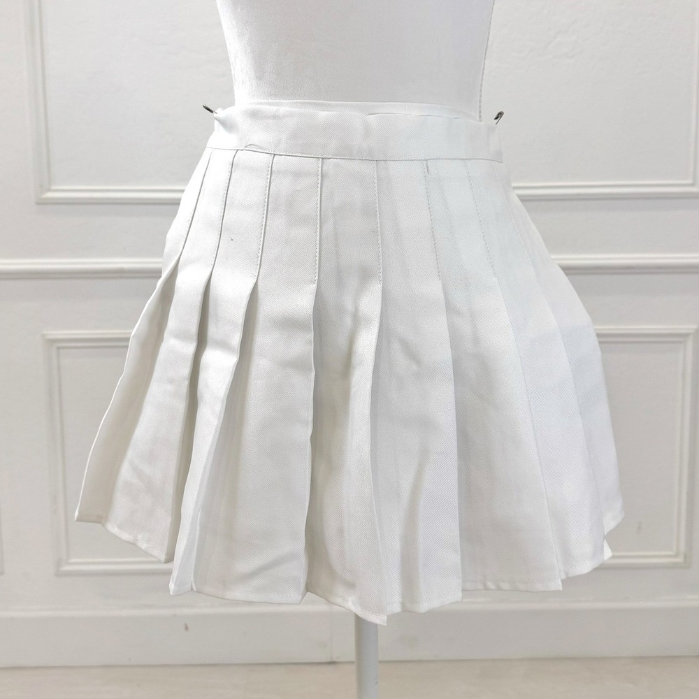 90s White Pleated High Waist Mini Tennis Skort Preppy Schoolgirl Sporty Women S‎